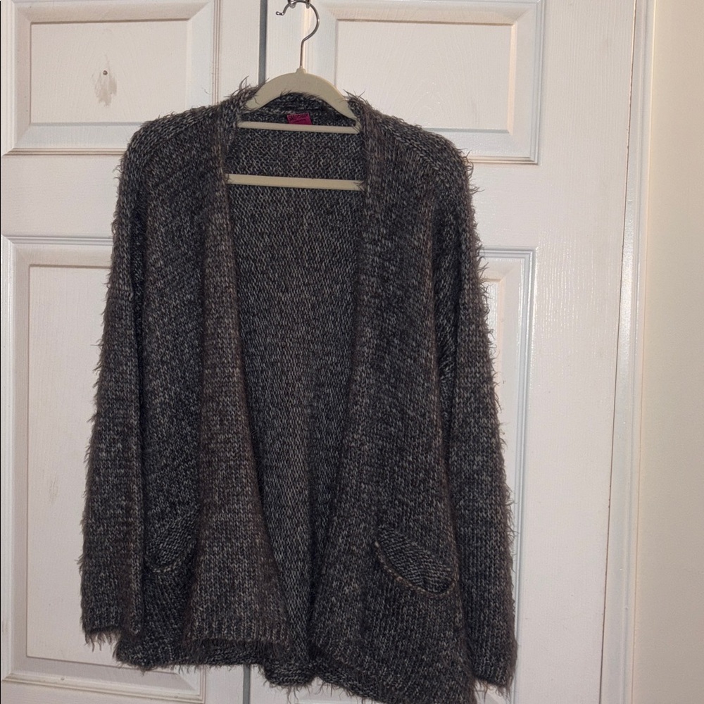 Cozy grey Open-Front Cardigan